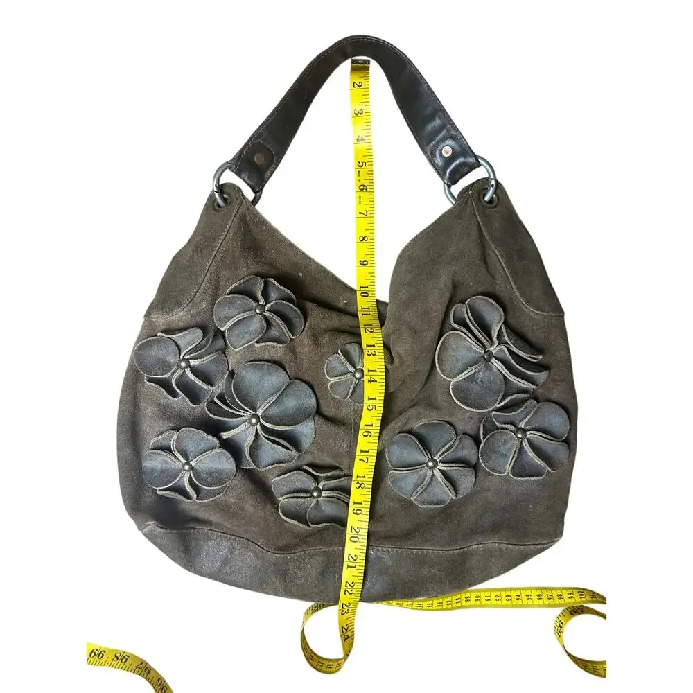 Lucky brand all suede hobo bag with flowers and rayon lining